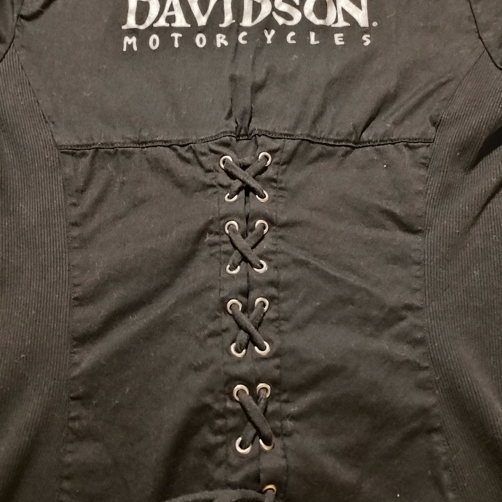 Harley Davidson Black Short Sleeve Zip-Up Shirt - Picture 6 of 7